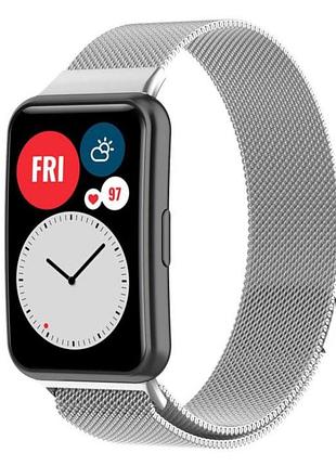 Миланский магнитный ремешок primolux для смарт-часов huawei watch fit / fit se (tia-b09, tia-b29, sta-b39) - silver