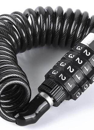 Велосипедный кодовый замок primo lock-02 со стальным противоугонным тросом 1,5 м – black