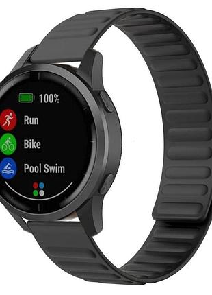 Силиконовый магнитный ремешок primolux magnet для часов garmin vivoactive 4 - black