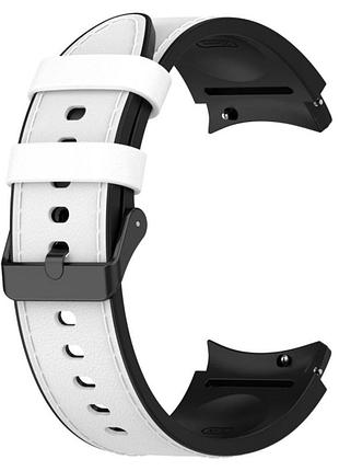 Ремінець primolux leather silicone для годинника samsung galaxy watch 4 / watch 5 - white