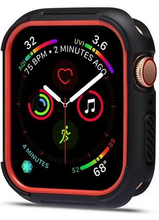 Силіконовий захисний корпус primo для apple watch 40mm - black / red