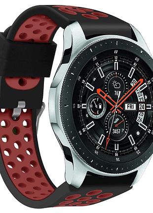 Спортивний ремінець з перфорацією для годинника samsung galaxy watch 46 mm sm-r800 - black&red
