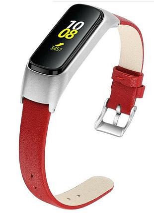 Шкіряний ремінець primo для фітнес браслета samsung galaxy fit e ( sm-r375 ) - red&silver