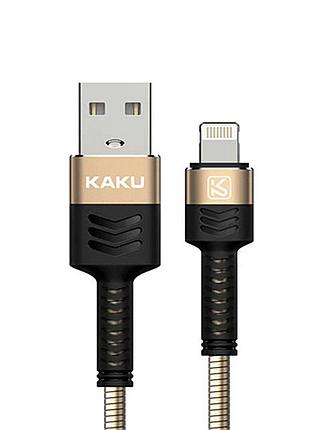 Usb кабель kaku ksc-069 usb - lightning 1m, металлическая оплетка - gold