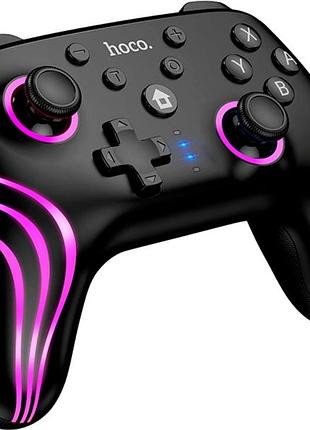 Геймпад hoco ga2 універсальний bluetooth / дротовий контролер 6-axis, rgb, з вібрацією, для switch 1/2, windows - black