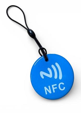 Nfc метка брелок ntag213 круглый 35 мм - blue