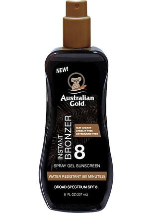 Спрей-гель для загара с бронзатором australian gold sunscreen bronzer spf8 236 мл