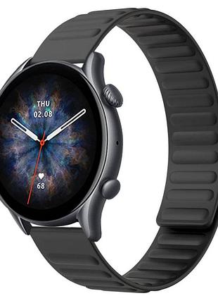 Силиконовый магнитный ремешок primolux magnet для часов amazfit gtr 2 / gtr 3 / gtr 4 - black