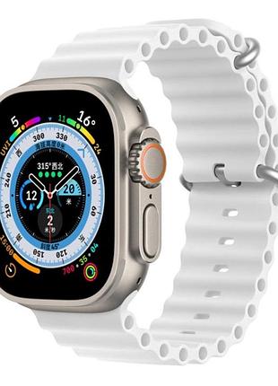 Ремешок силиконовый primolux ocean для часов apple watch 42mm / 44mm / 45mm / 46mm - white