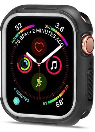 Силиконовый защитный корпус primo для apple watch 44 mm - black / white