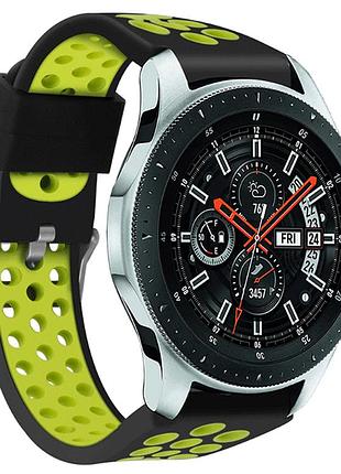 Спортивный ремешок с перфорацией для часов samsung galaxy watch 46 mm sm-r800 - black&green