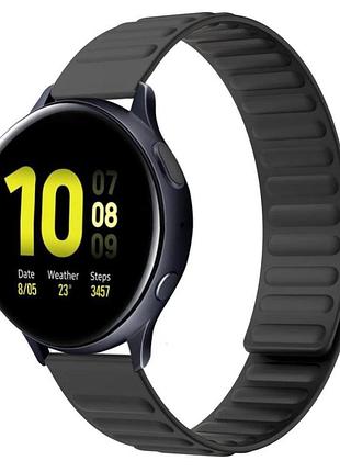 Силиконовый магнитный ремешок primolux magnet для часов samsung galaxy watch active / active 2 - black