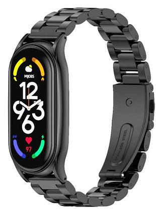 Металлический ремешок primo mijobs для фитнес-браслета xiaomi mi smart band 7 - black