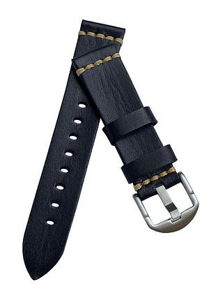 Шкіряний ремінець primolux c052b steel buckle для годинника garmin vivoactive 4 - black