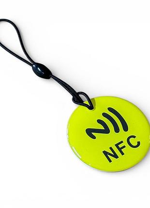 Nfc метка брелок ntag213 круглый 35 мм - yellow