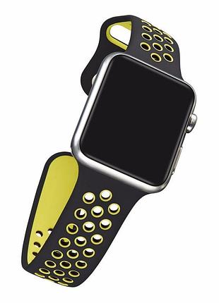 Спортивний ремінець з перфорацією primo для годинника apple watch 38mm / 40mm / 41mm розмір l - black&yellow