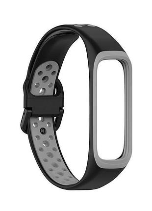 Силіконовий ремінець primo perfor sport для фітнес-браслета samsung galaxy fit 2 (sm-r220) - black&gray
