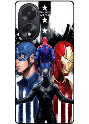Силиконовый бампер чехол для oppo a38 с рисунком marvel марвел человек паук