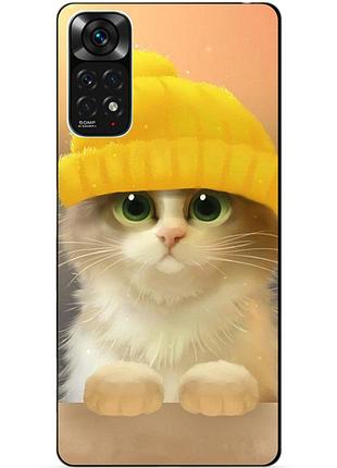 Силіконовий чохол бампер для xiaomi redmi note 11s / note 11 з малюнком котик у шапці