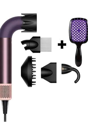 💜 профессиональный фен для идеальных локонов — hd18 supersonic r pro hair dryer curly+coily jasper plum + расческа фиол