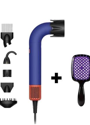 💙 профессиональный фен + расческа фиолетовый- hd18 supersonic r pro hair dryer curly+coily vinca blue/topaz