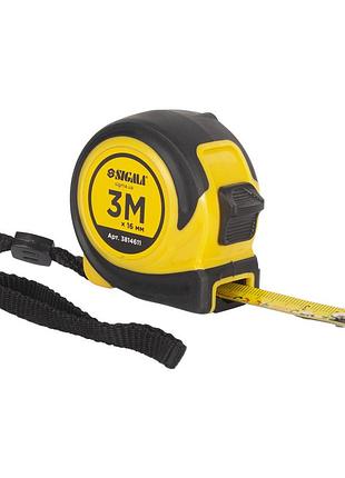 Рулетка гумова compact двостороннє полотно/зачеп 3 м × 16 мм sigma (3814611)