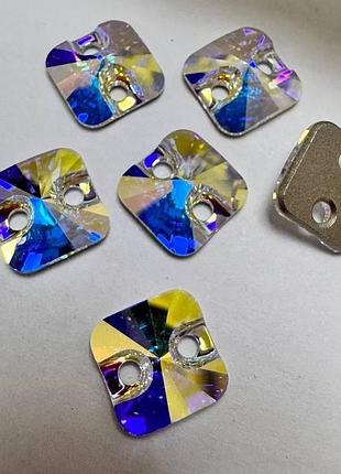 Пришивні стрази swarovski crystal ab, форма квадрат (10х10мм) 1шт