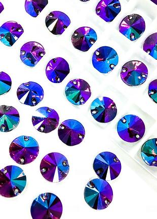 Пришивные камни (синтетич.стекло) 12mm цвет dark amethyst ab.*1шт