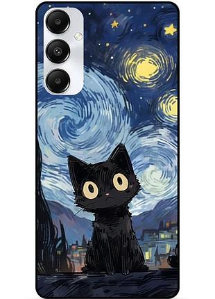 Чехол силиконовый бампер для samsung a16 5g с рисунком котик ван гог звездная ночь