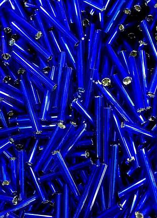 Стеклярус, цвет cobalt (длина от 6, 9, 12мм на выбор) уп(10гр) 12мм