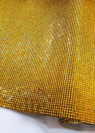 Стразове термополотно колір gold, (оберіть розмір відрізу)