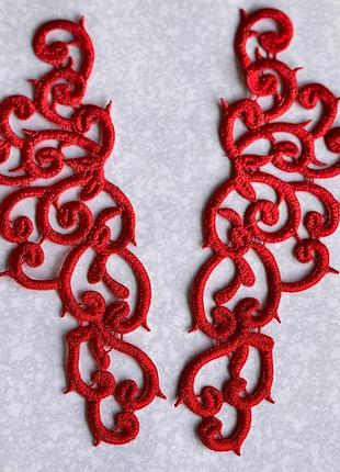 Лейсы нашивные 21х7см, цвет red, 1 пара