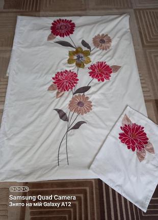 Коттоновый двух спальный подводчик размером 200×200 см + наволочки 50×70