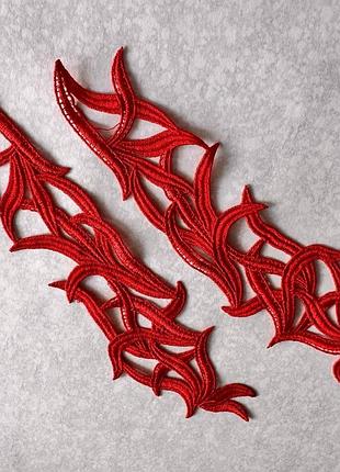 Лейсы нашивные 23.5х6.5см, цвет red, 1 пара