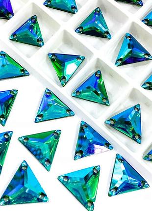 Пришивные треугольники 16x16(синтетич.стекло), цвет emerald ab , 1шт
