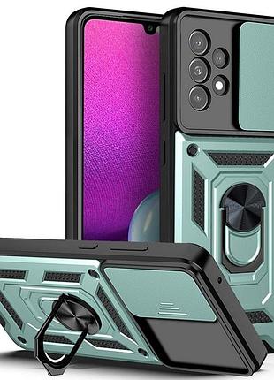 Чехол fiji camera defence для samsung galaxy a73 5g (a736) бампер с защитой камеры и подставкой green