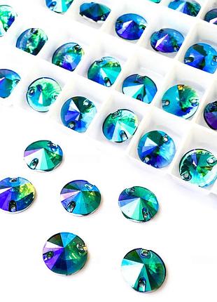 Пришивні камені (синтетич.скло) 10 mm колір blue zircon ab *1 шт.