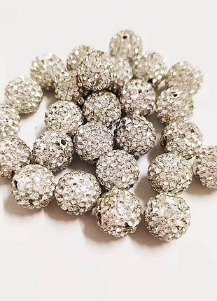 Бусина шамбала 10 мм, цвет crystal , 1шт