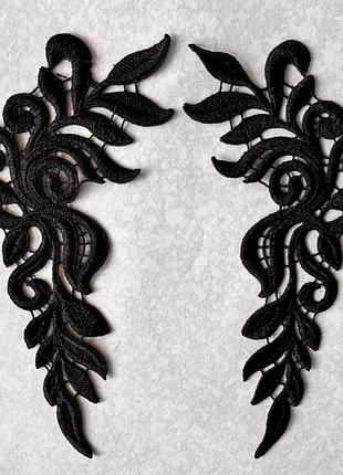 Лейсы нашивные 21х8см, цвет black, 1 пара