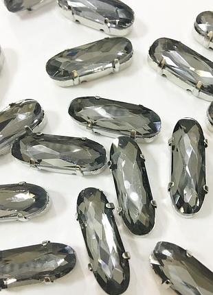 Подовжений овал у ланцюгах, розмір 7х21мм, колір black diamond, 1 шт.