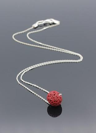 Серебряное колье с красным кораллом