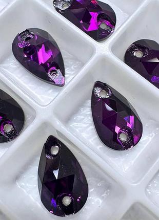Пришивные капли стекло lux, цвет amethyst, 7x12мм, 1шт