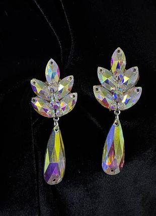 Серьги сценические для бальных танцев с стразами