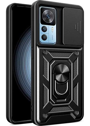 Чехол fiji camera defence для xiaomi redmi k50 ultra бампер с защитой камеры и подставкой black