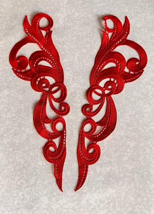 Лейсы нашивные 28х8см, цвет red, 1 пара