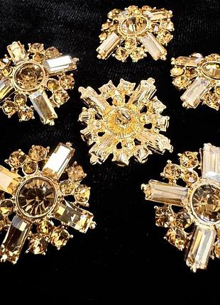 Ґудзик золотий зі стразами, колір gold quartz 20мм*1шт