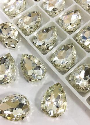 Cтразы в цапах, капля, размер 13x18мм, цвет crystal