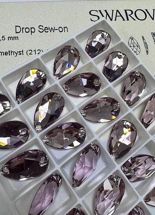 Пришивні стрази swarovski, крапля 11.5 х18 мм, колір lt amethyst, 1 шт.