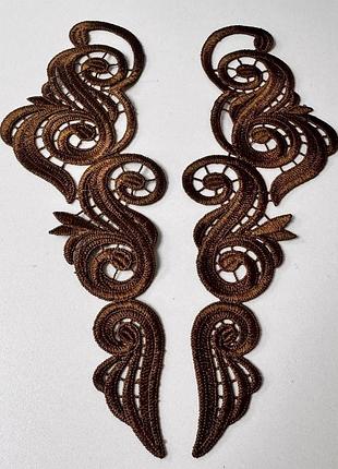 Лейсы нашивные 28х8см, цвет brown, 1 пара