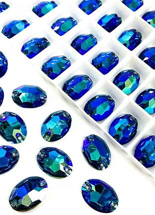 Пришивные овалы 11x16 (синтетич.стекло). blue zircon ab *1шт